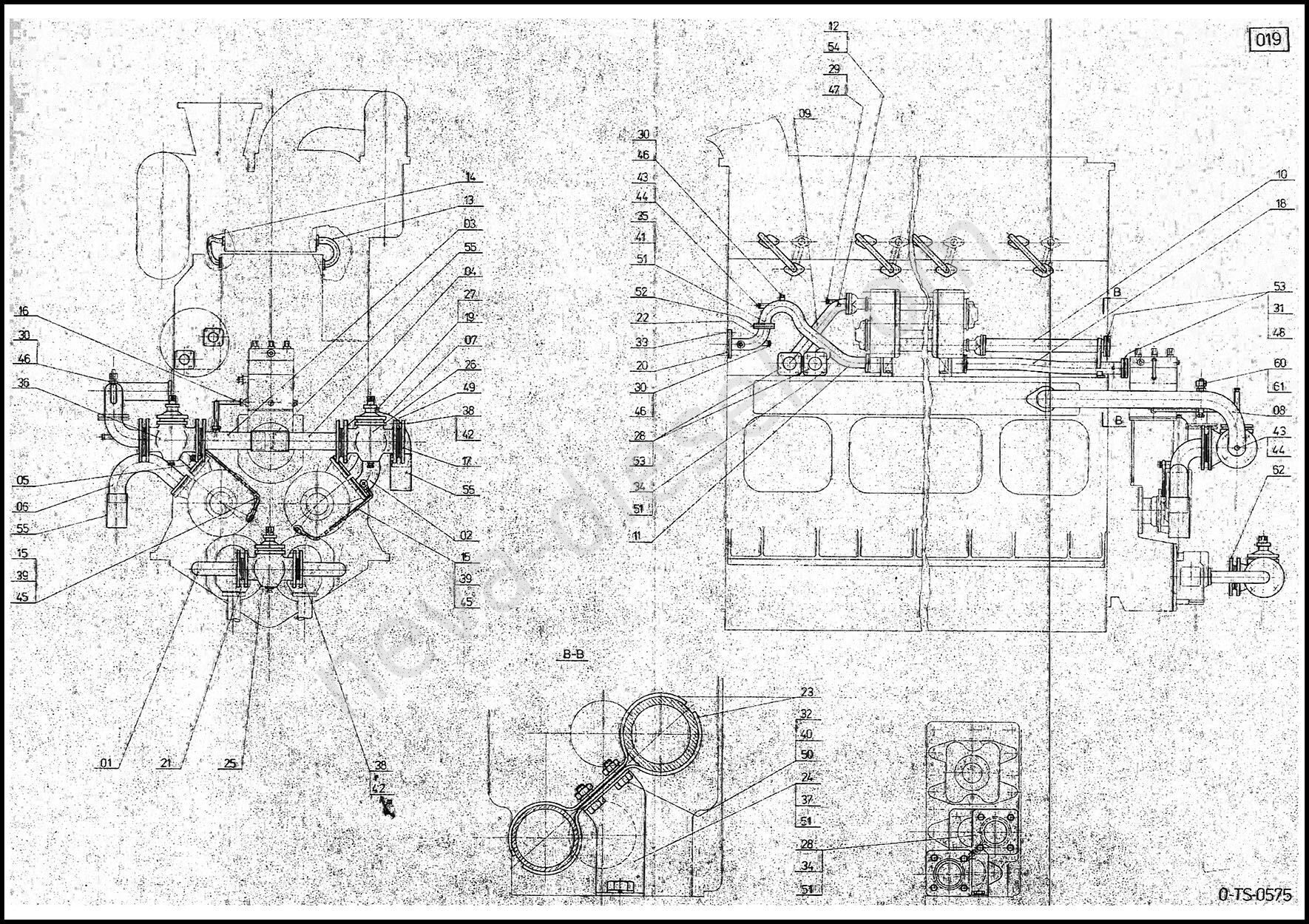 Трубопровод на машине - правый двигатель 6-TS-2048 | Каталог запчастей  двигателя Шкода (Skoda) 27,5А2L