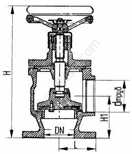 Клапаны запорные фланцевые концевые пожарные угловые